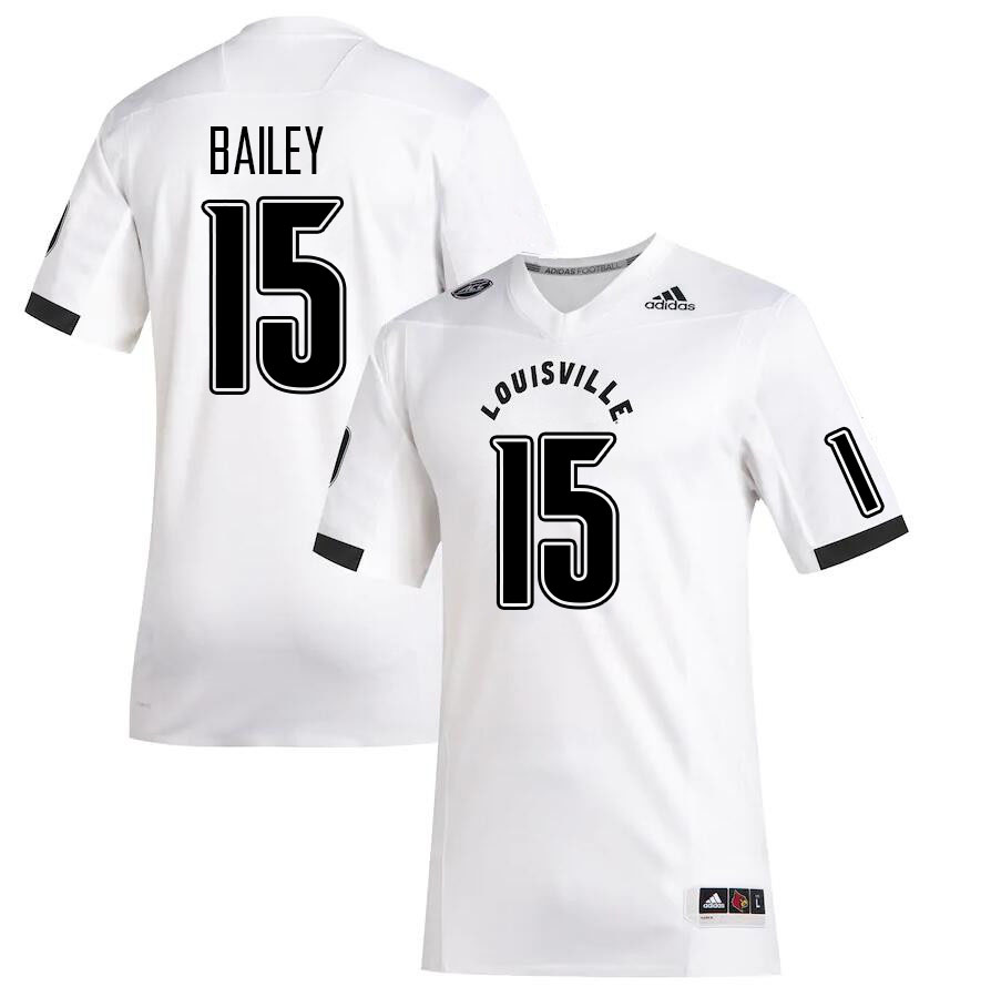 Men #15 Harrison Bailey Louisville Cardinals College Football Jerseys Stitched Sale-White